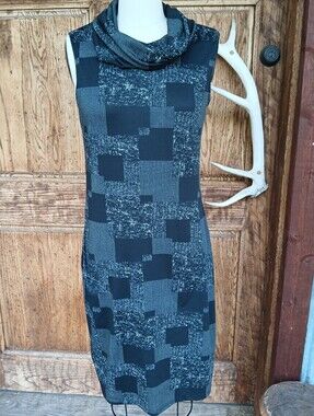 Tango Mango Geometric Mod Print Dress Size M Convertible Collar Sleeveless